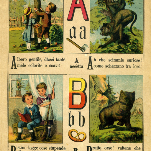 ABC Alfabeto sillabario illustrato, 1885 ca.