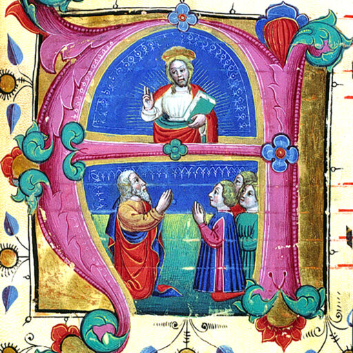 A (Adaperiat) con Cristo benedicente e fedeli - c. 129r