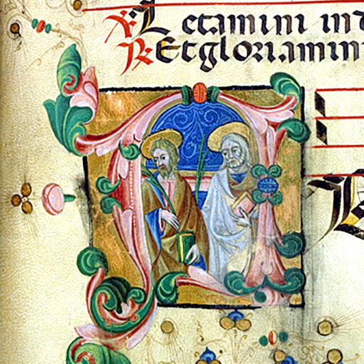 A (Absterget) con Due martiri - c. 34r