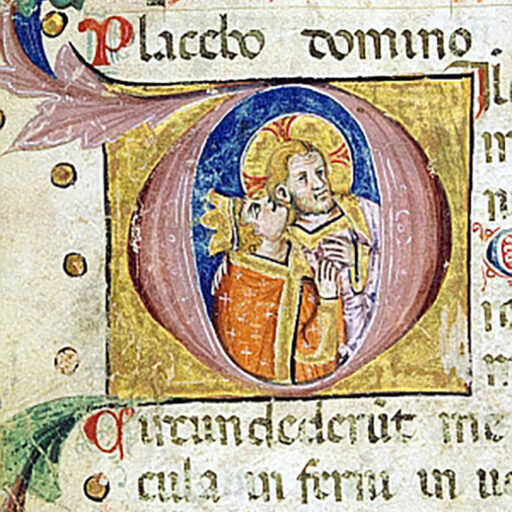 D (Dilexi) con Cristo ascolta un supplice coronato (David?) - c. 27v